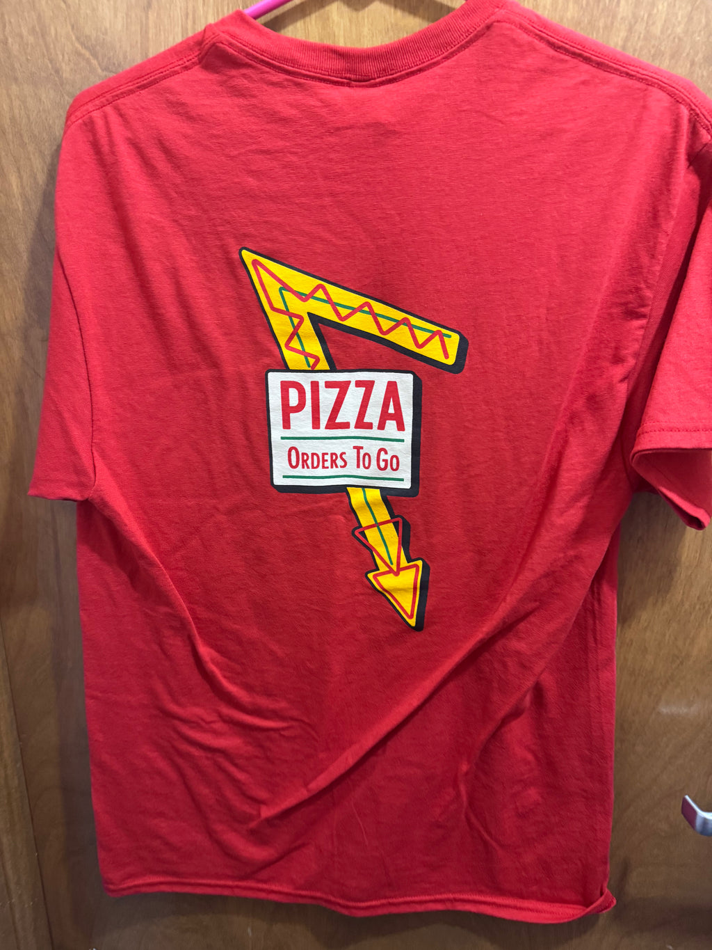 S-XL, Pizza Arrow Sign, Red, T-shirt