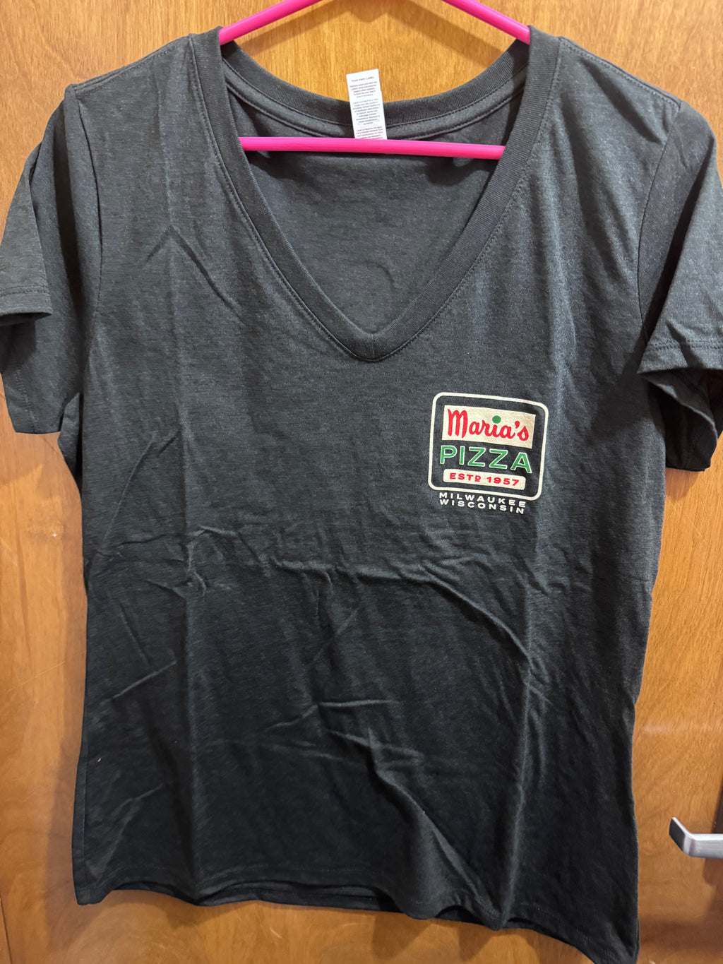 S-XL, I Love Maria’s Pizza “Try It”, Black, Ladies Vneck