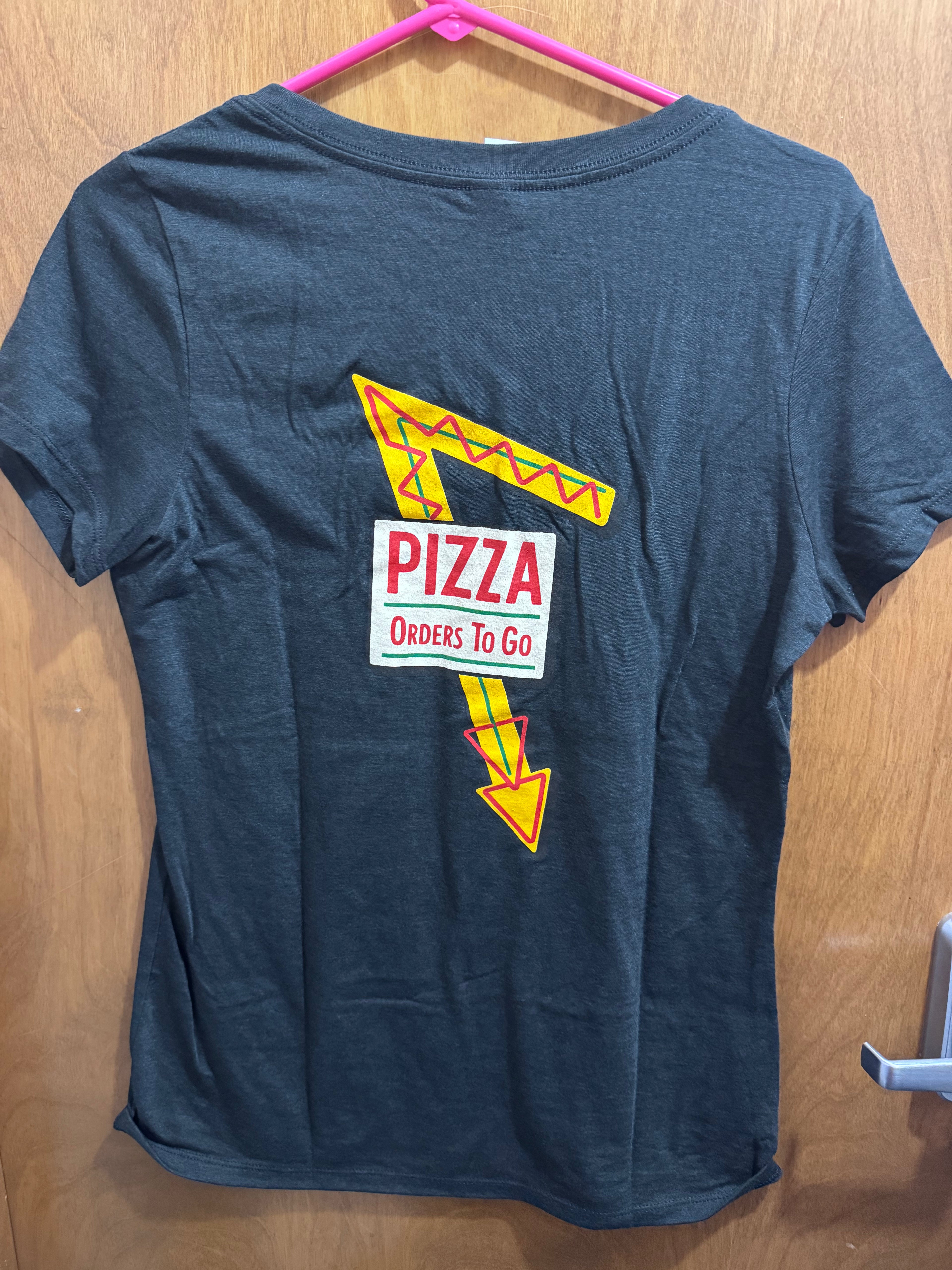 S-Xl, Pizza Arrow Sign Black Ladies Vneck
