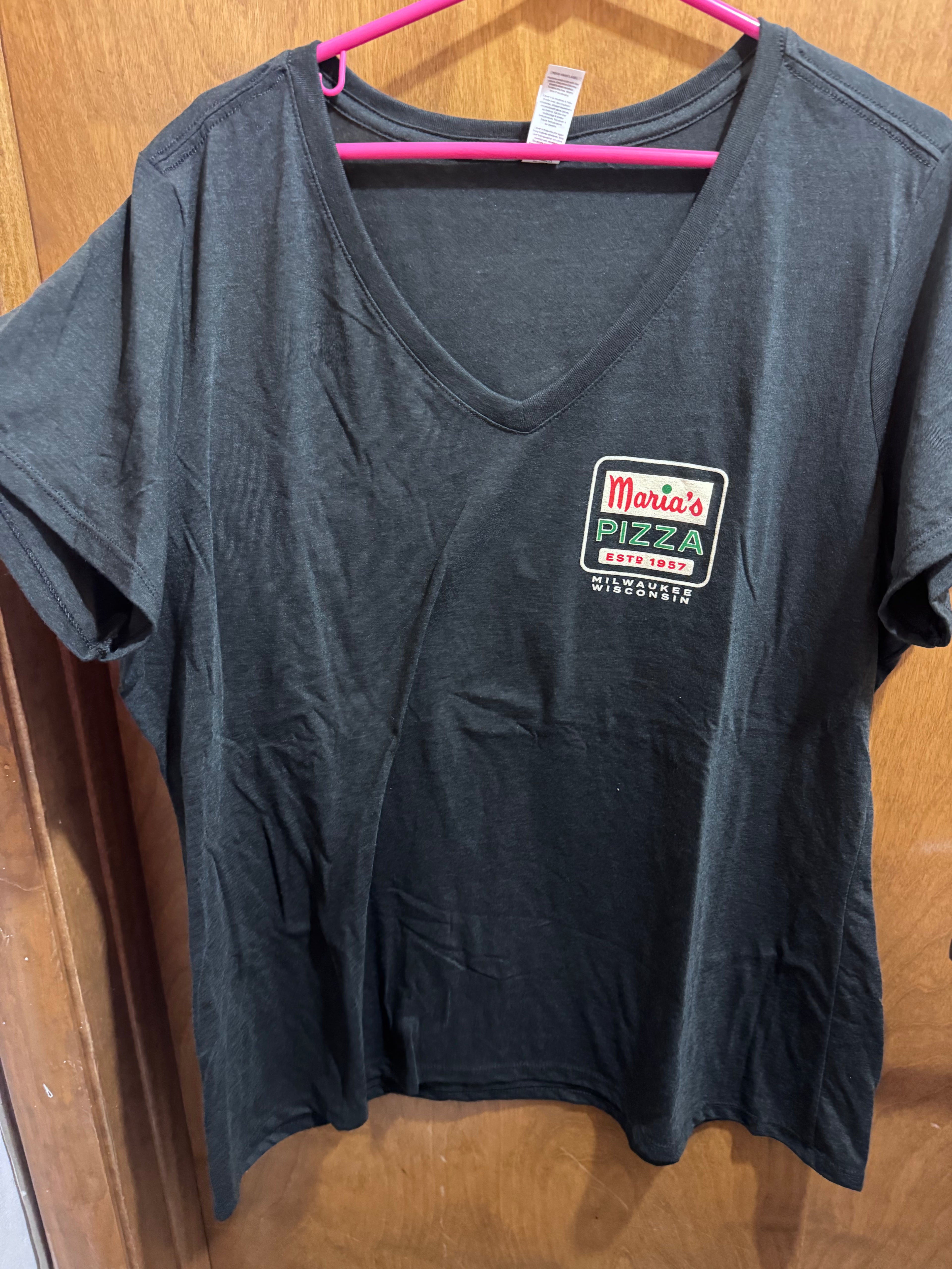 2xl+ Pizza Arrow Sign, Black, Ladies Vneck