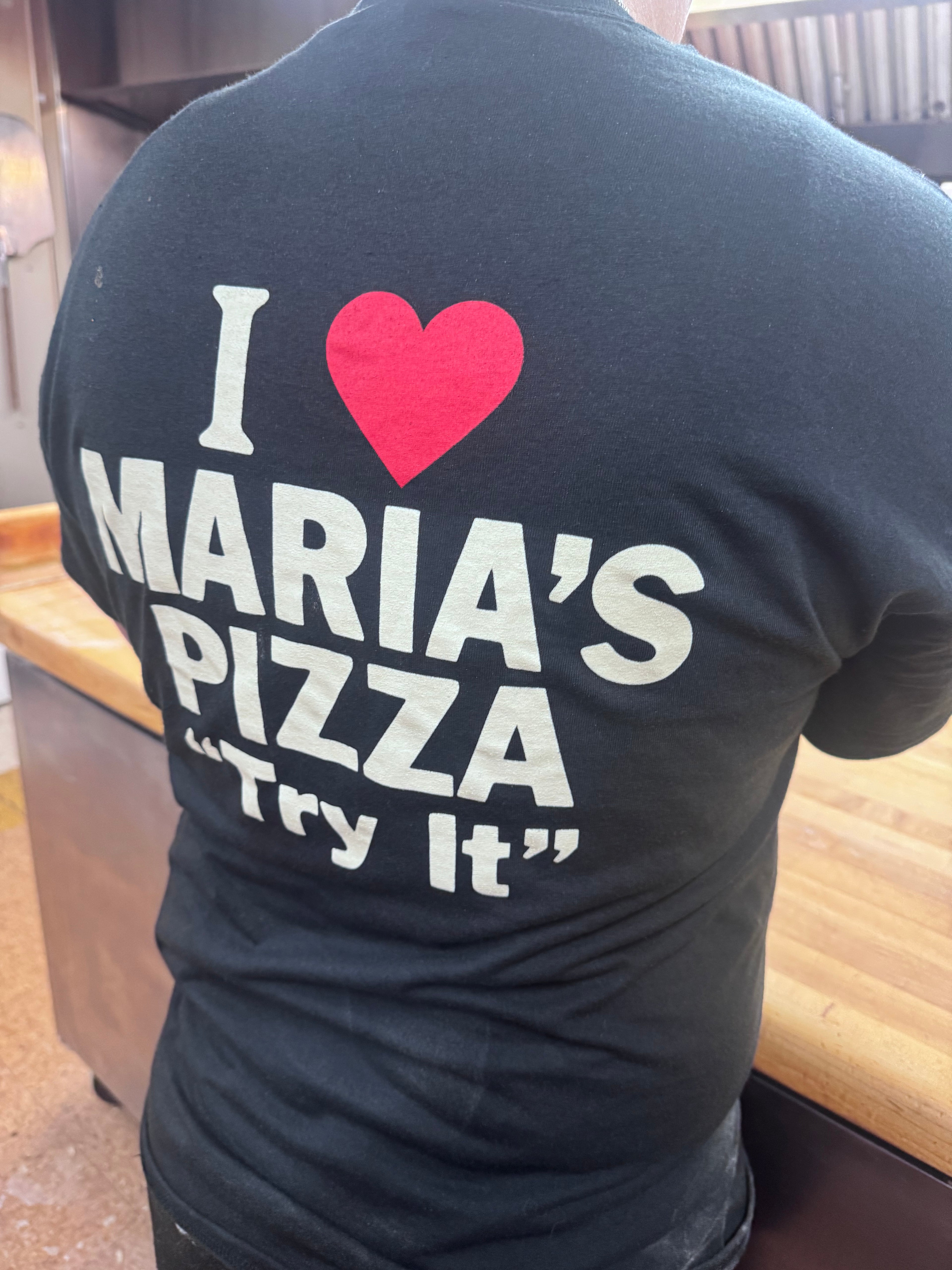 S-XL, I love Maria’s Pizza “Try It”, Black, T-shirt