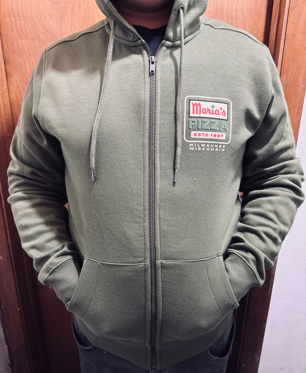 Fleece Full-Zip Hoodie, Olive Green 2XL+