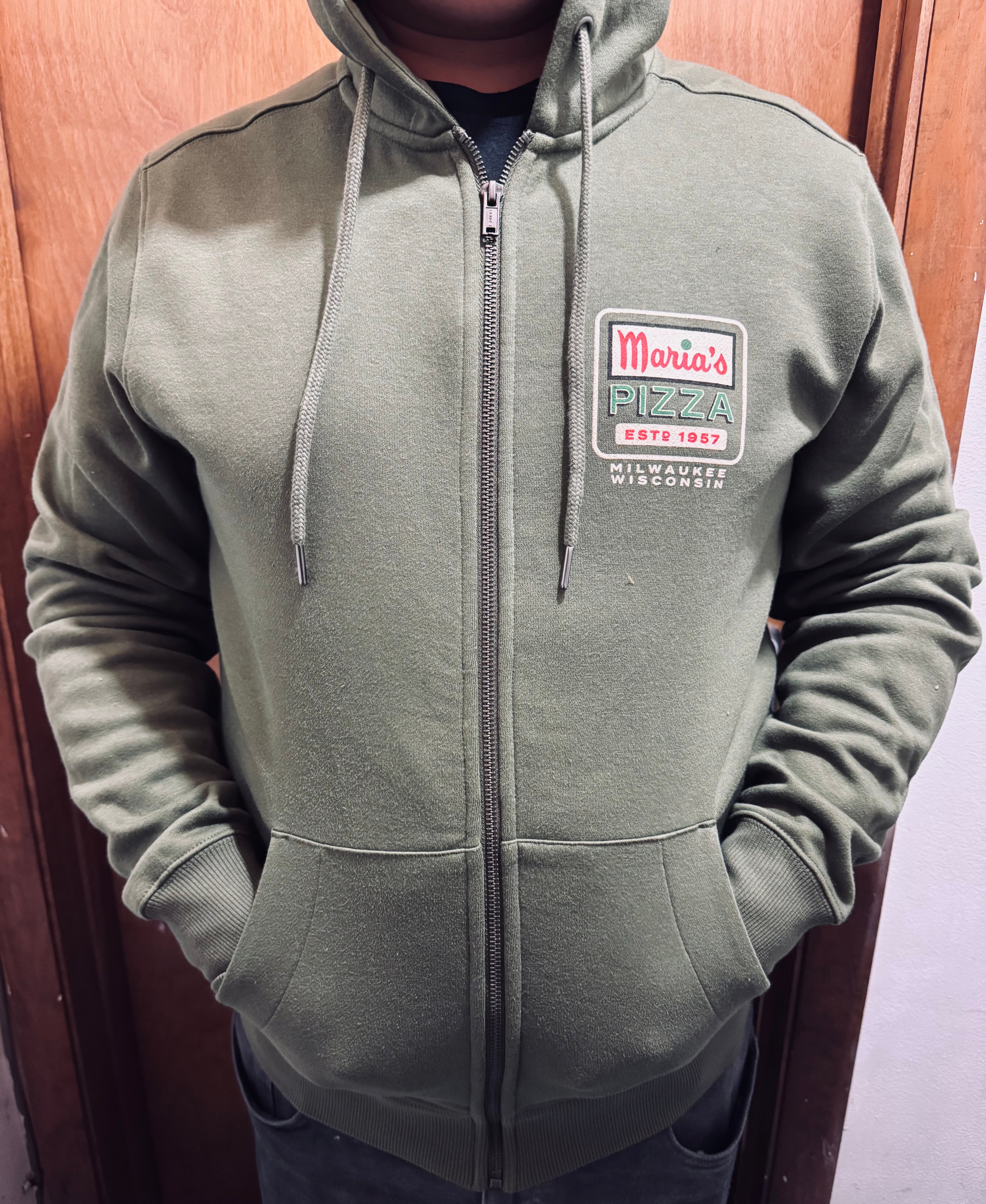 Fleece Full-Zip Hoodie, Olive Green 2XL+