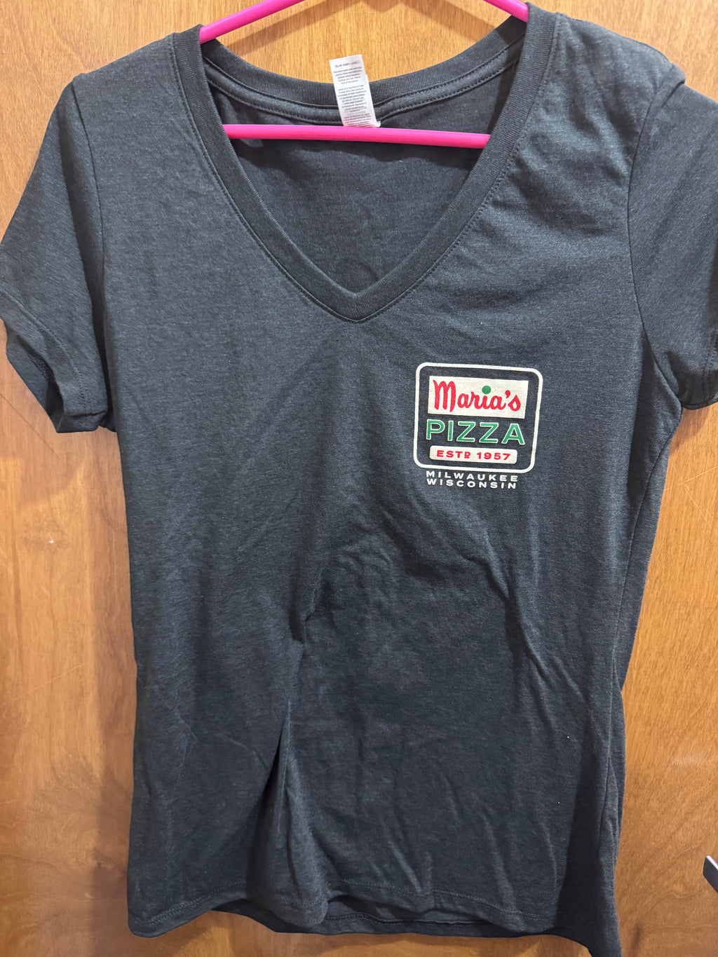 S-XL, I Love Maria’s Pizza “Try It”, Black, Ladies Vneck