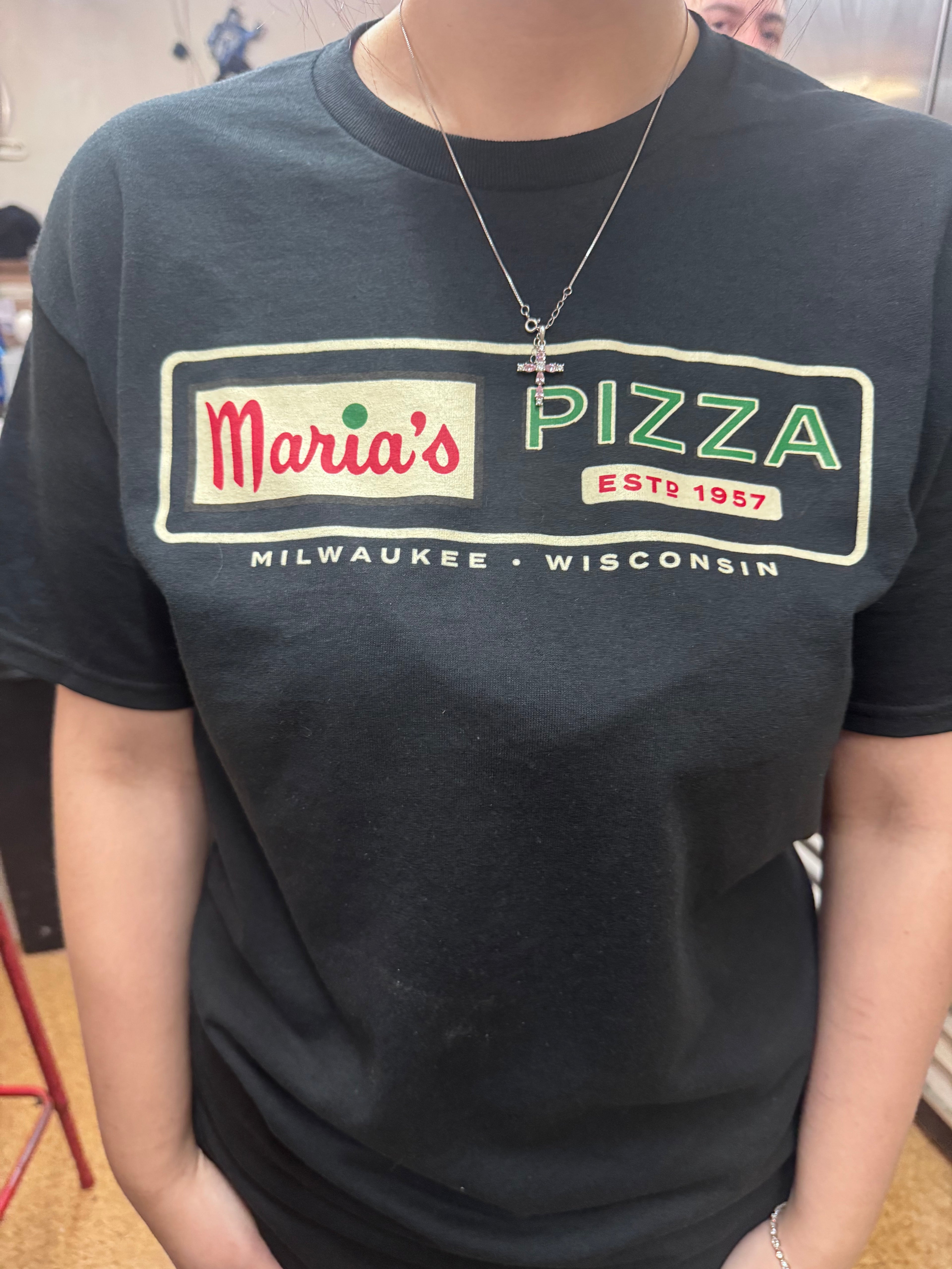 S-XL, I love Maria’s Pizza “Try It”, Black, T-shirt