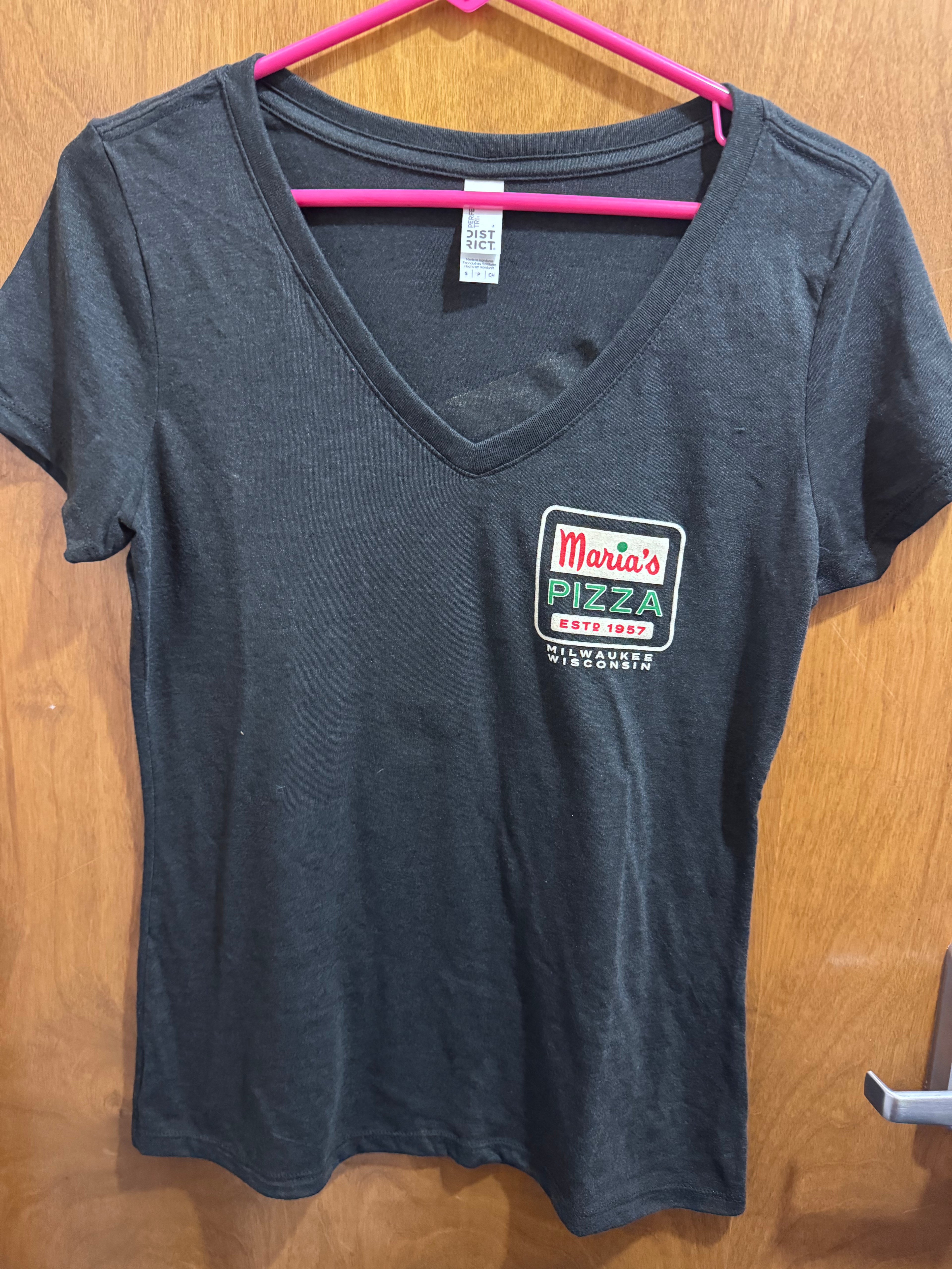 S-Xl, Pizza Arrow Sign Black Ladies Vneck