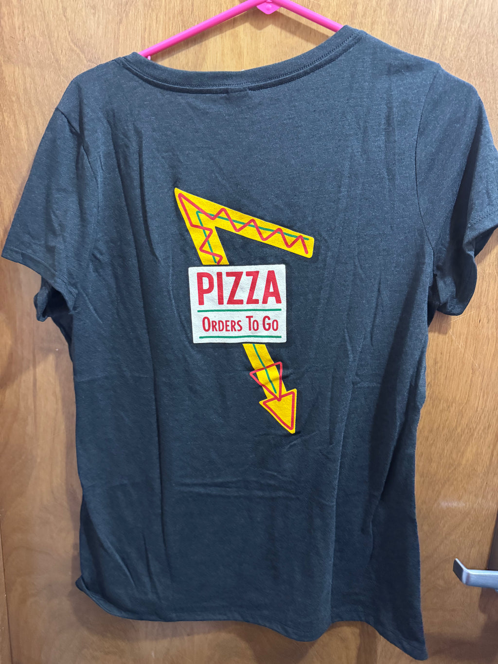 S-Xl, Pizza Arrow Sign Black Ladies Vneck