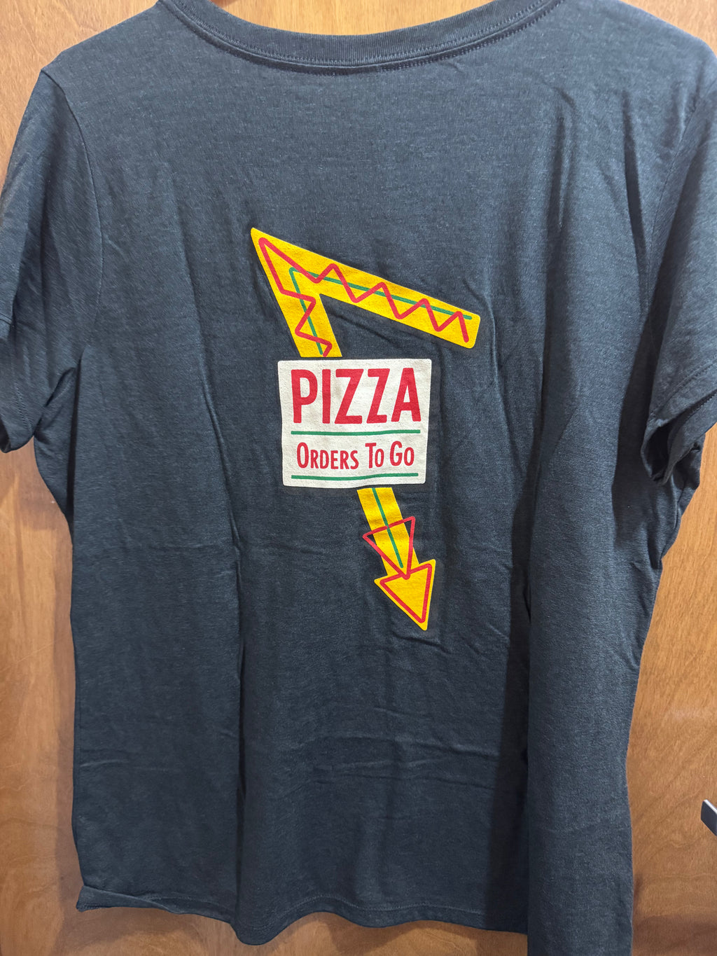 S-Xl, Pizza Arrow Sign Black Ladies Vneck