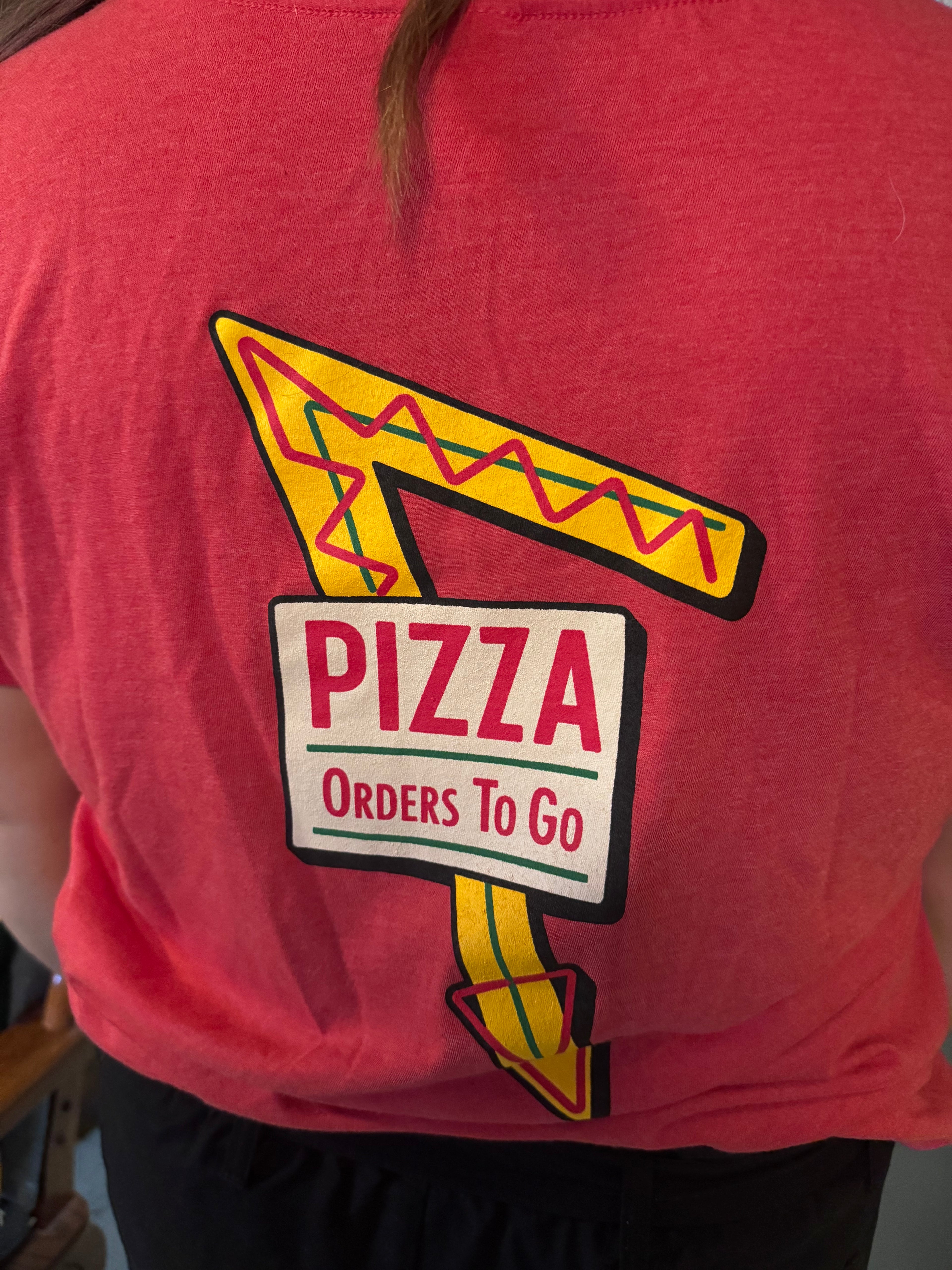 S-XL, Pizza Arrow Sign Red Ladies Vneck