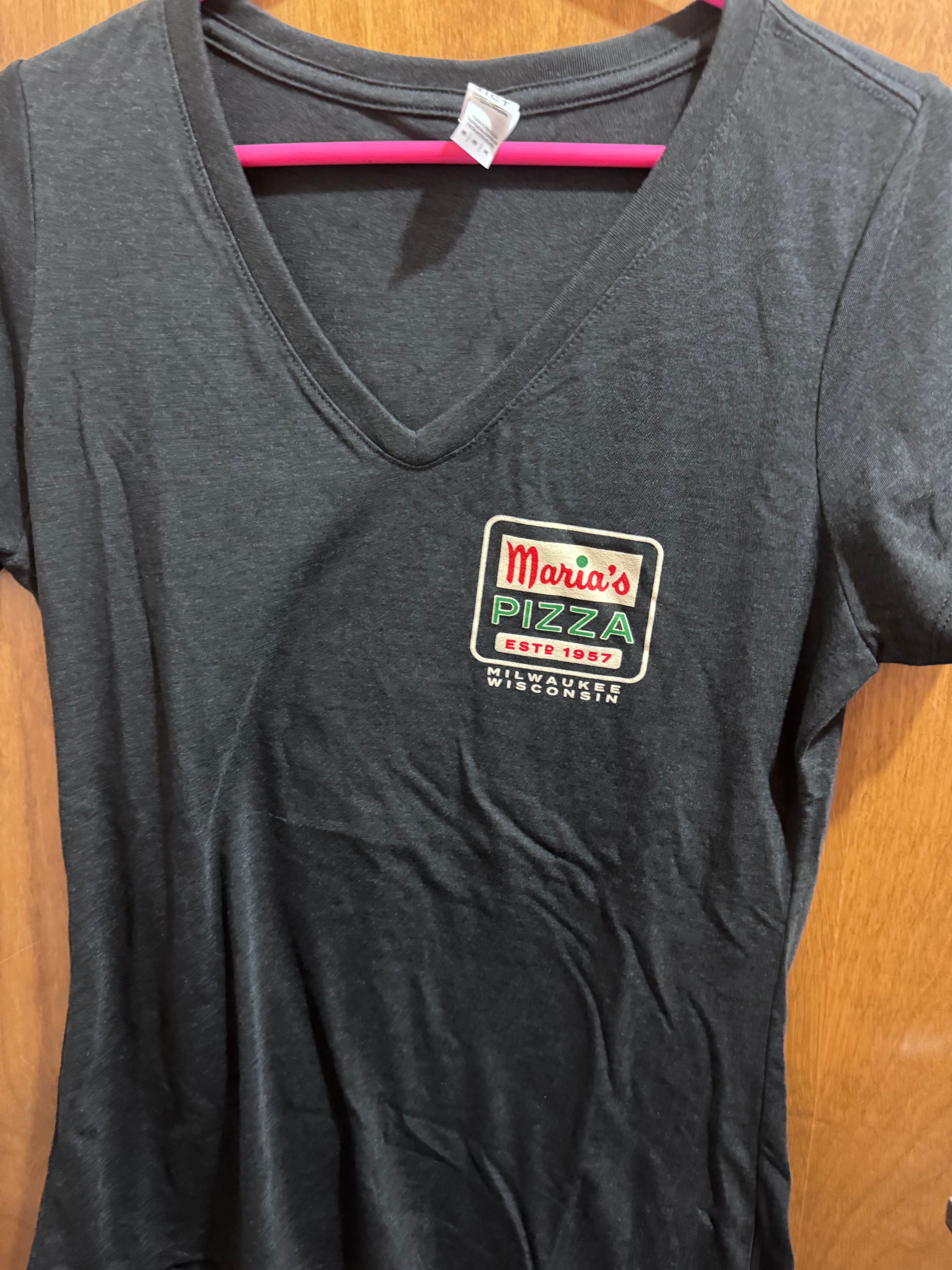 S-XL, I Love Maria’s Pizza “Try It”, Black, Ladies Vneck