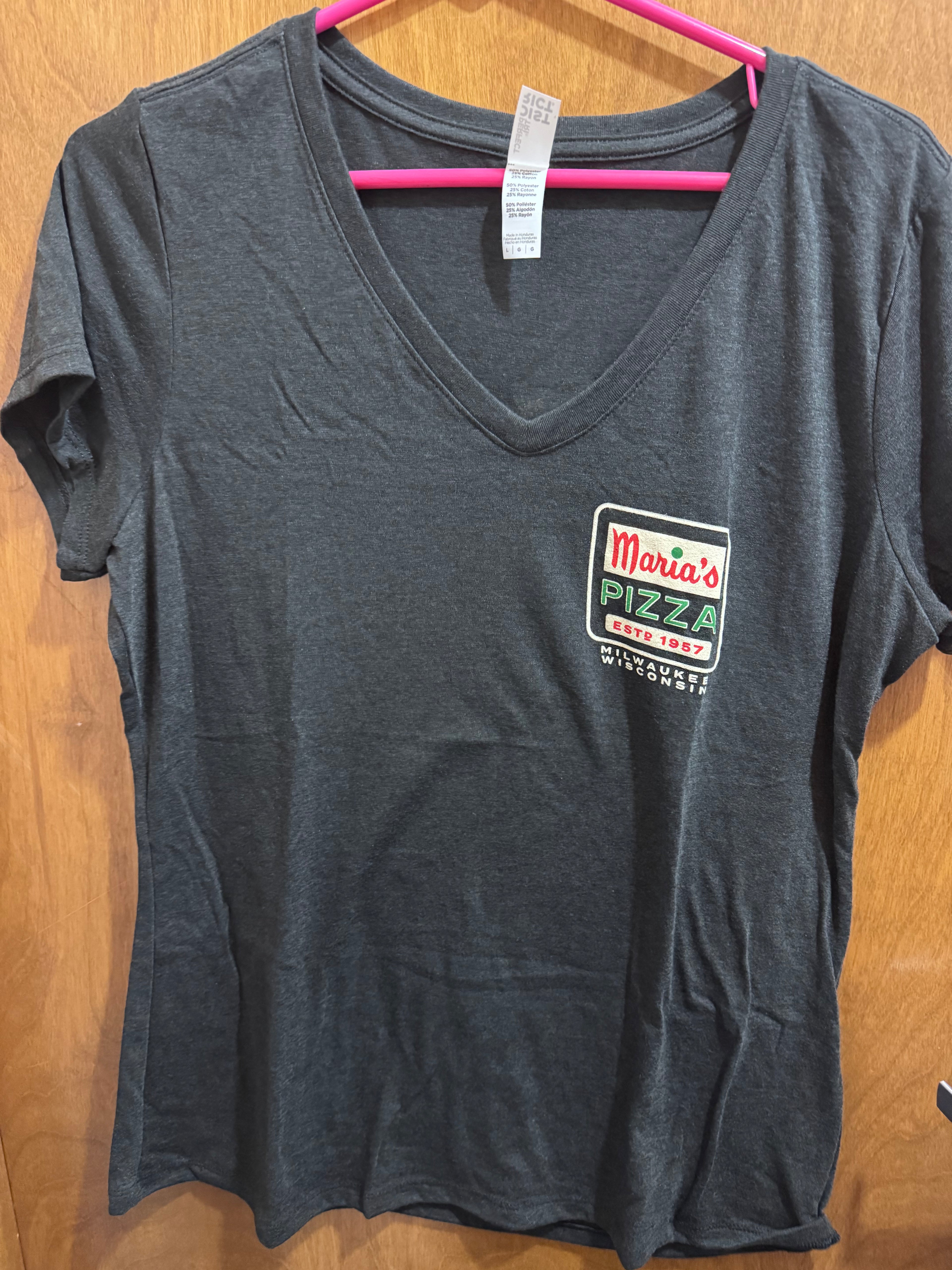 S-Xl, Pizza Arrow Sign Black Ladies Vneck