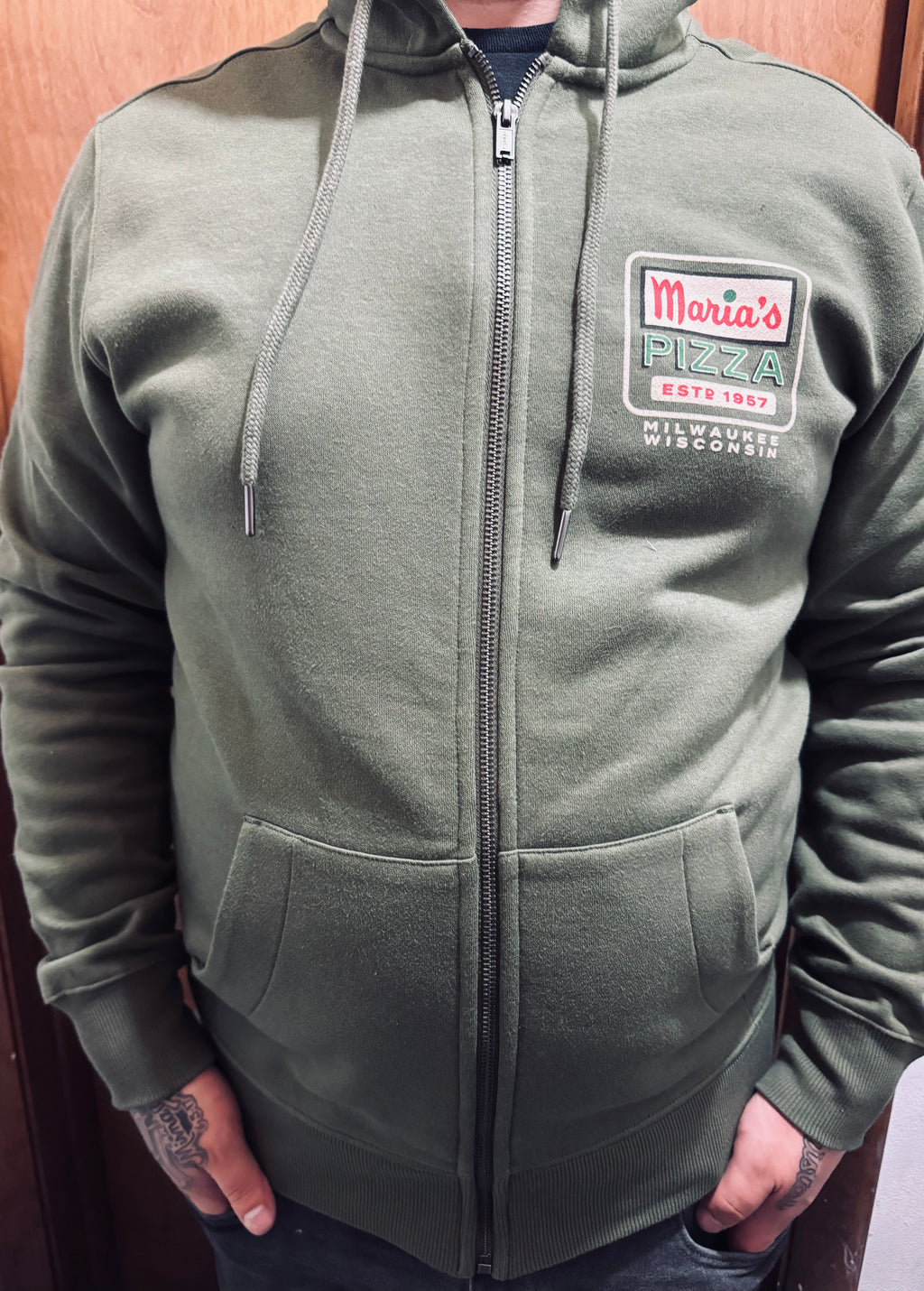 Fleece Full-Zip Hoodie, Olive Green 2XL+