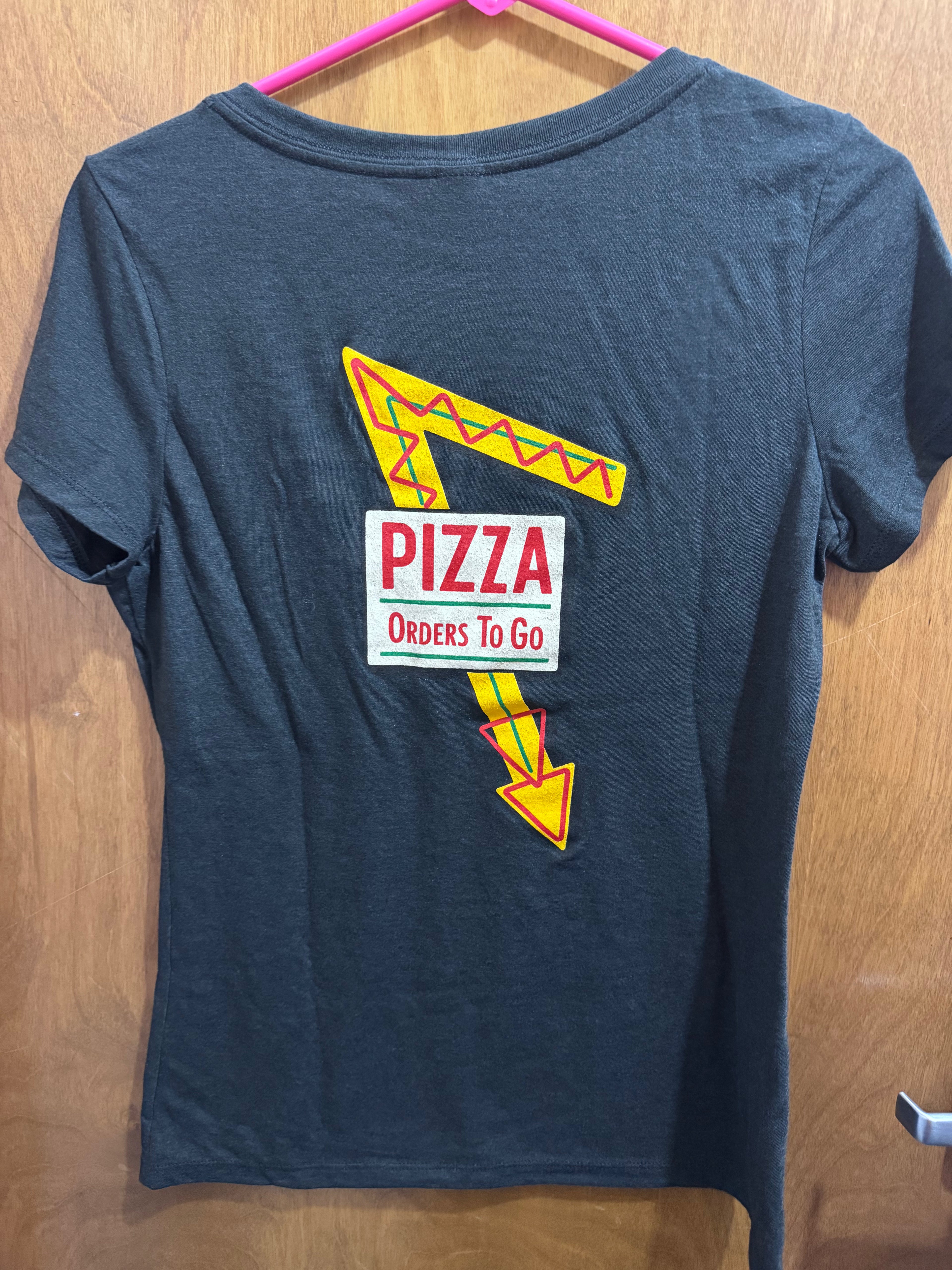 S-Xl, Pizza Arrow Sign Black Ladies Vneck